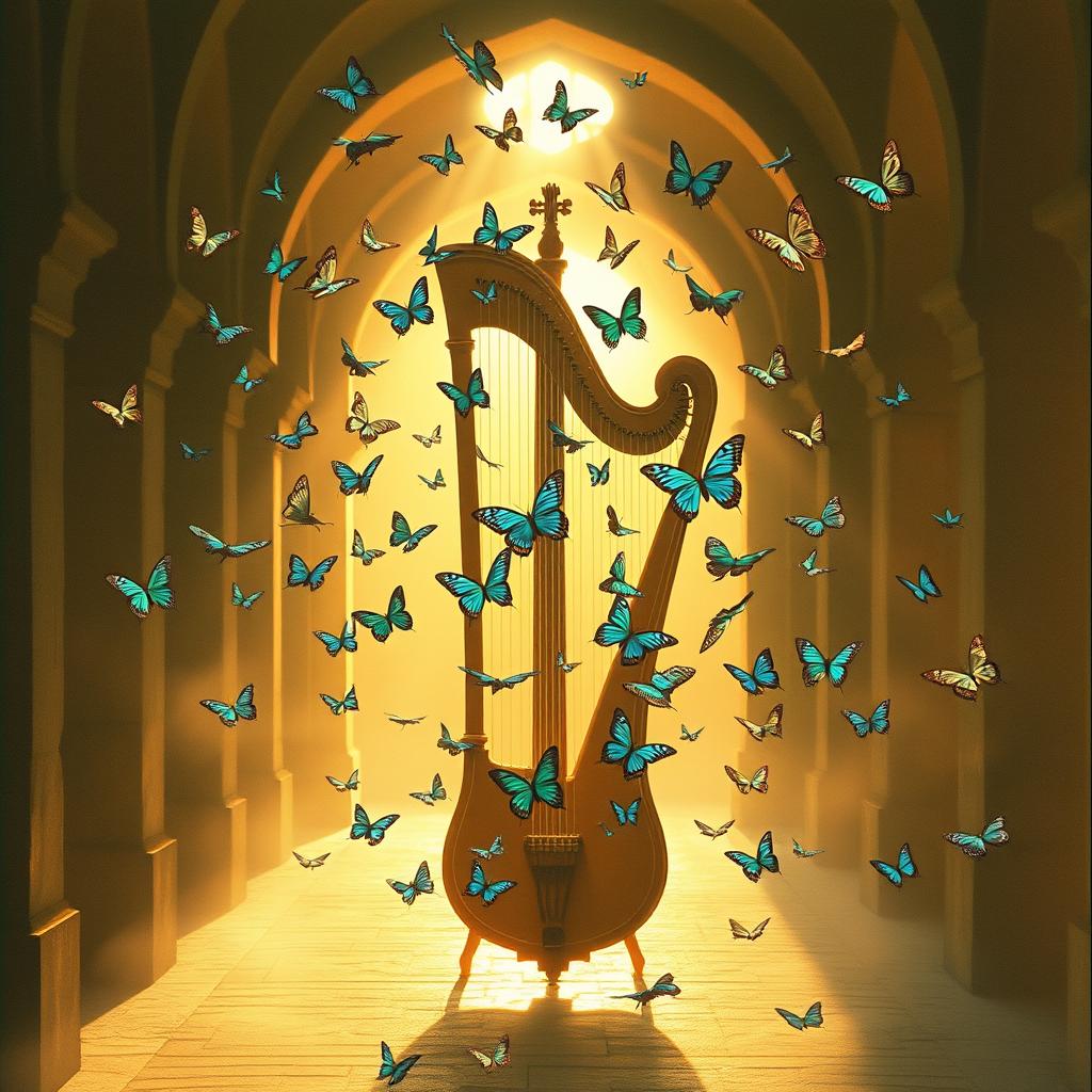 Colorful butterflies dance around