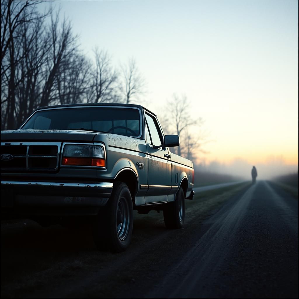 That green truck and him