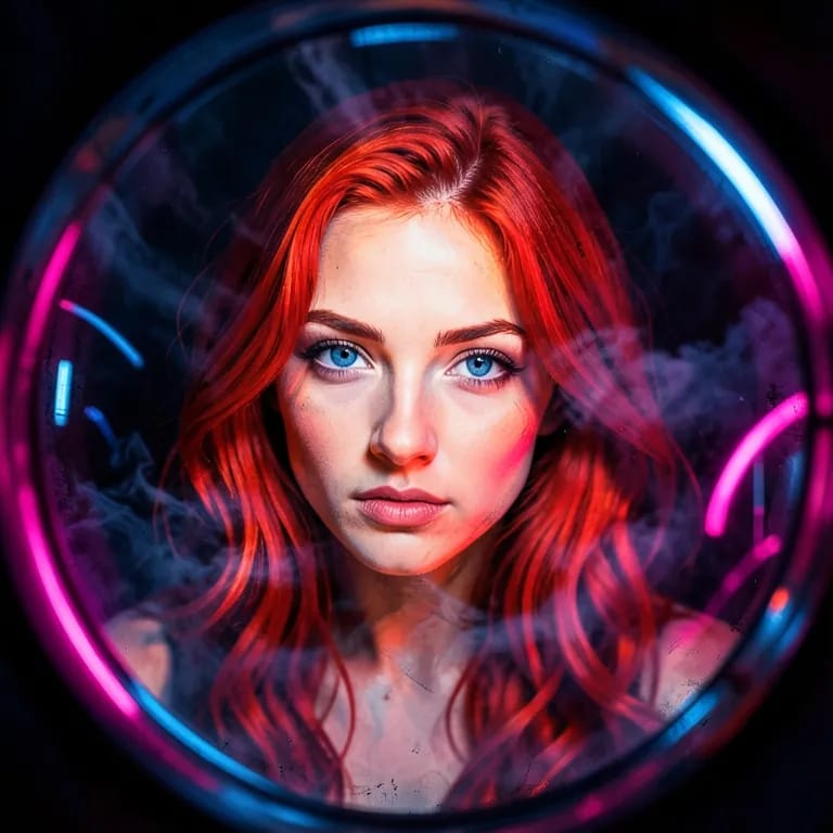 Blue eyes, red hair