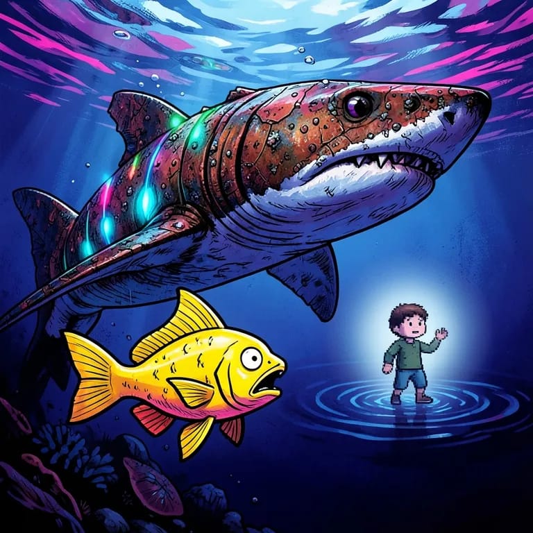 Released fish into the ocean