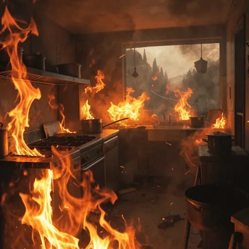 Feuersturm in der Küche