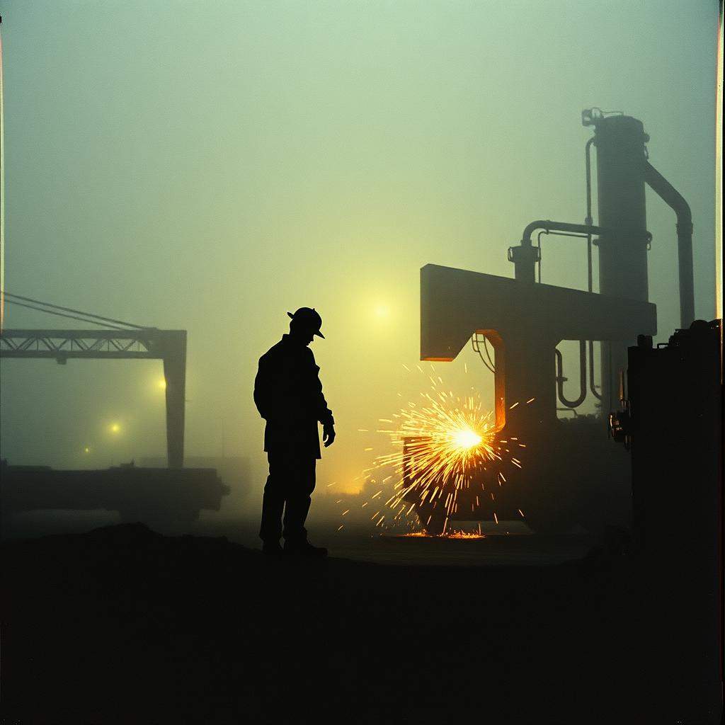 Freight train in the fog