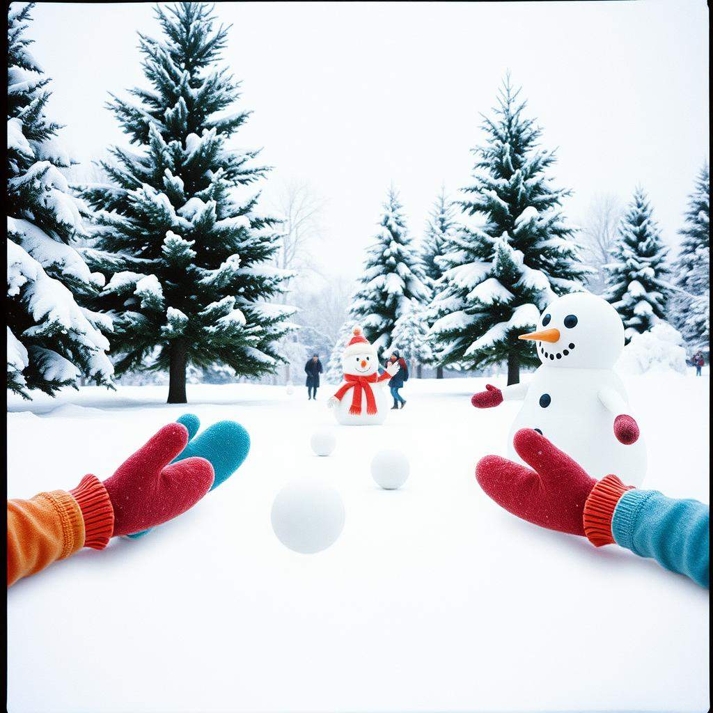 Schneeballschlacht im Schnee