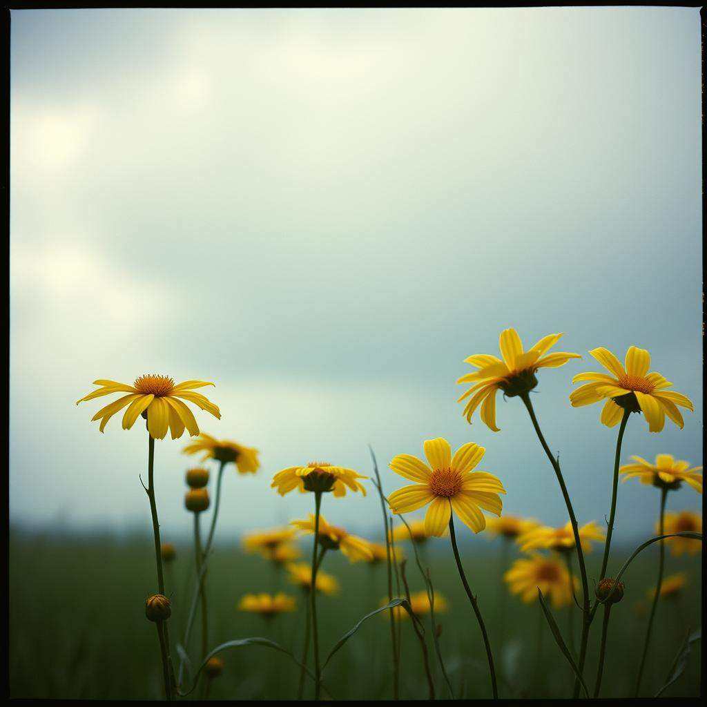 В золотых цветах под дождём