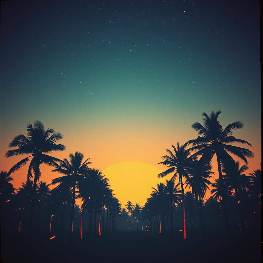 Fireflies and palm trees