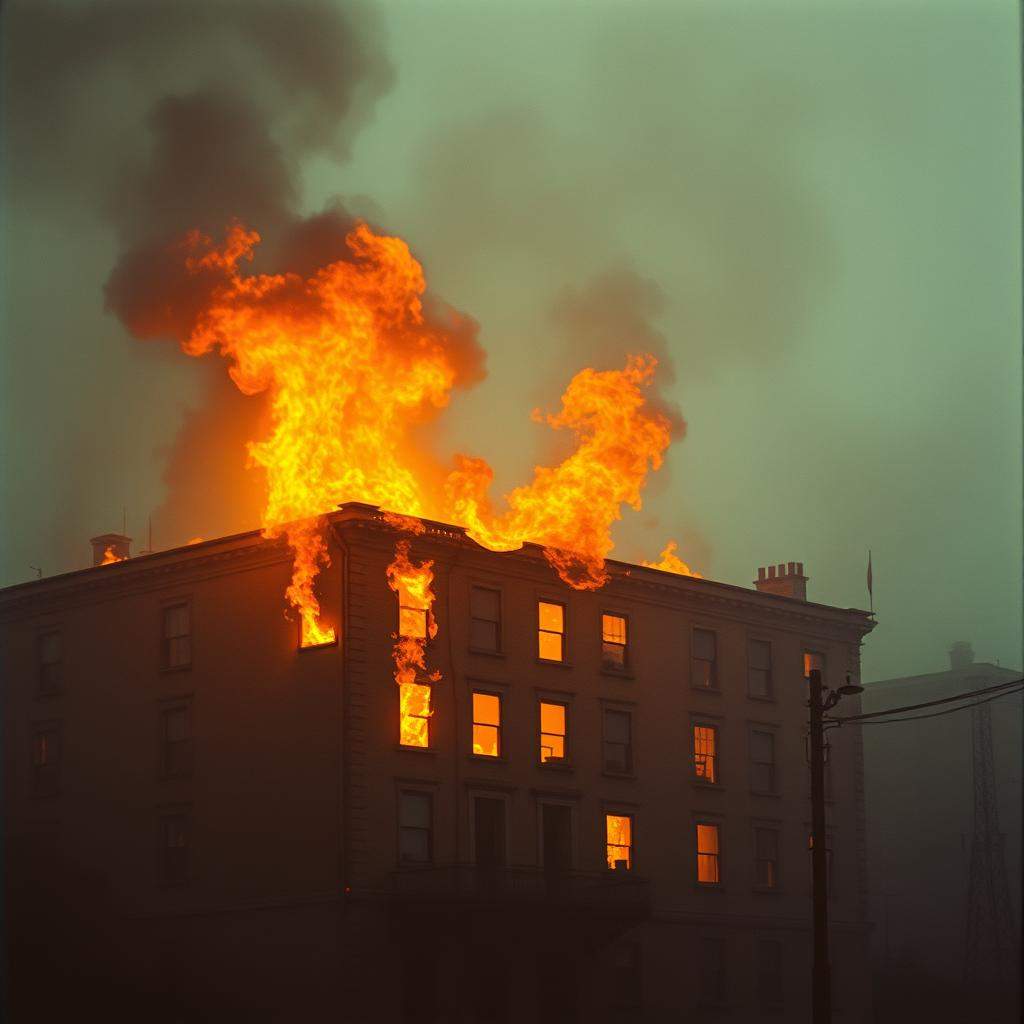 Burning building