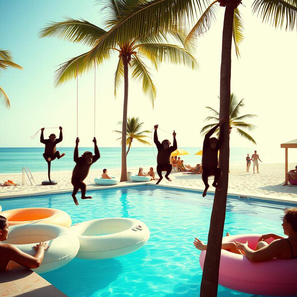 Monkeys at the pool party