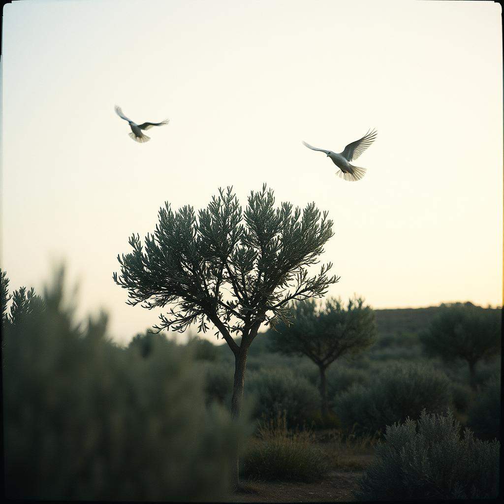 The olive trees and the doves