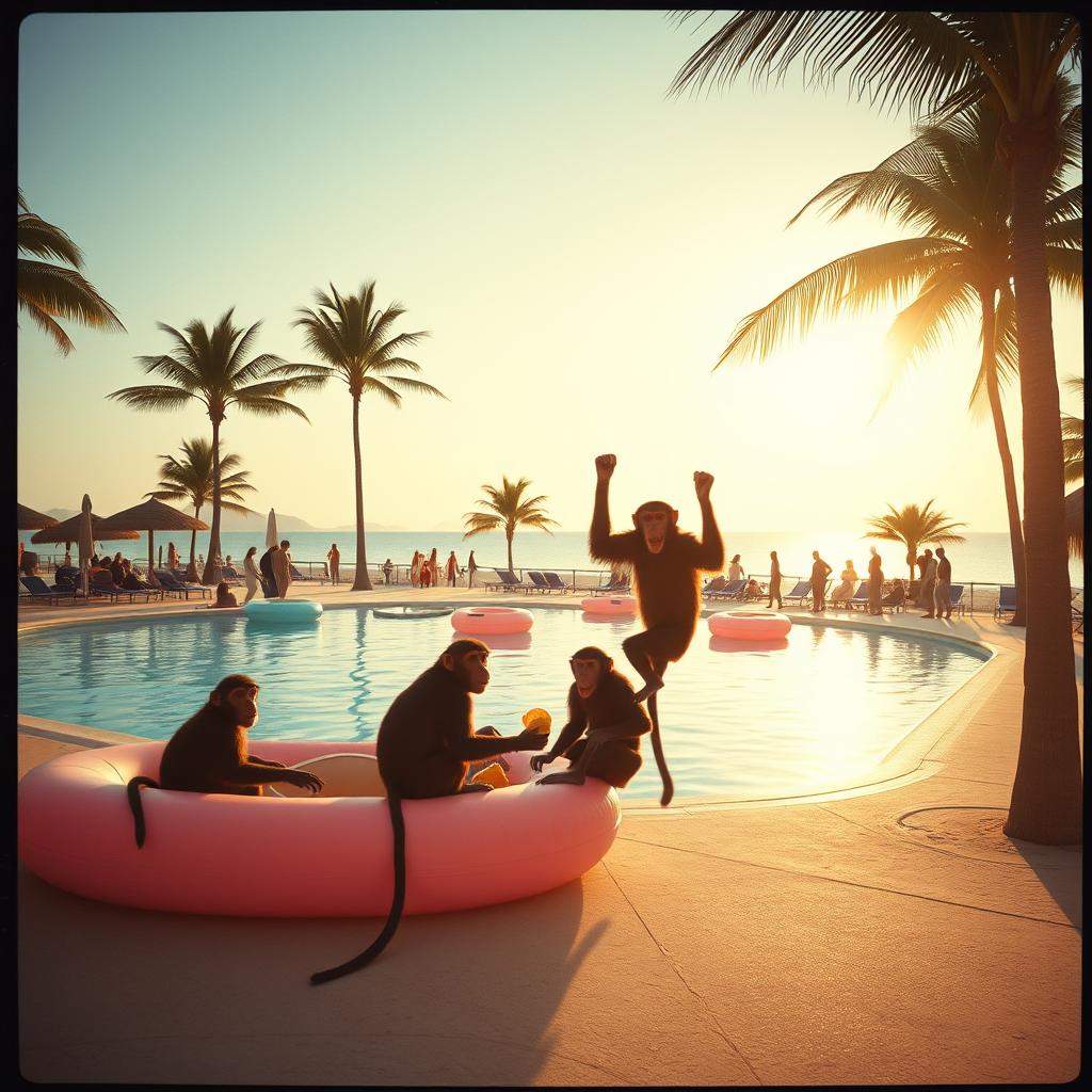 Monkeys at the pool party