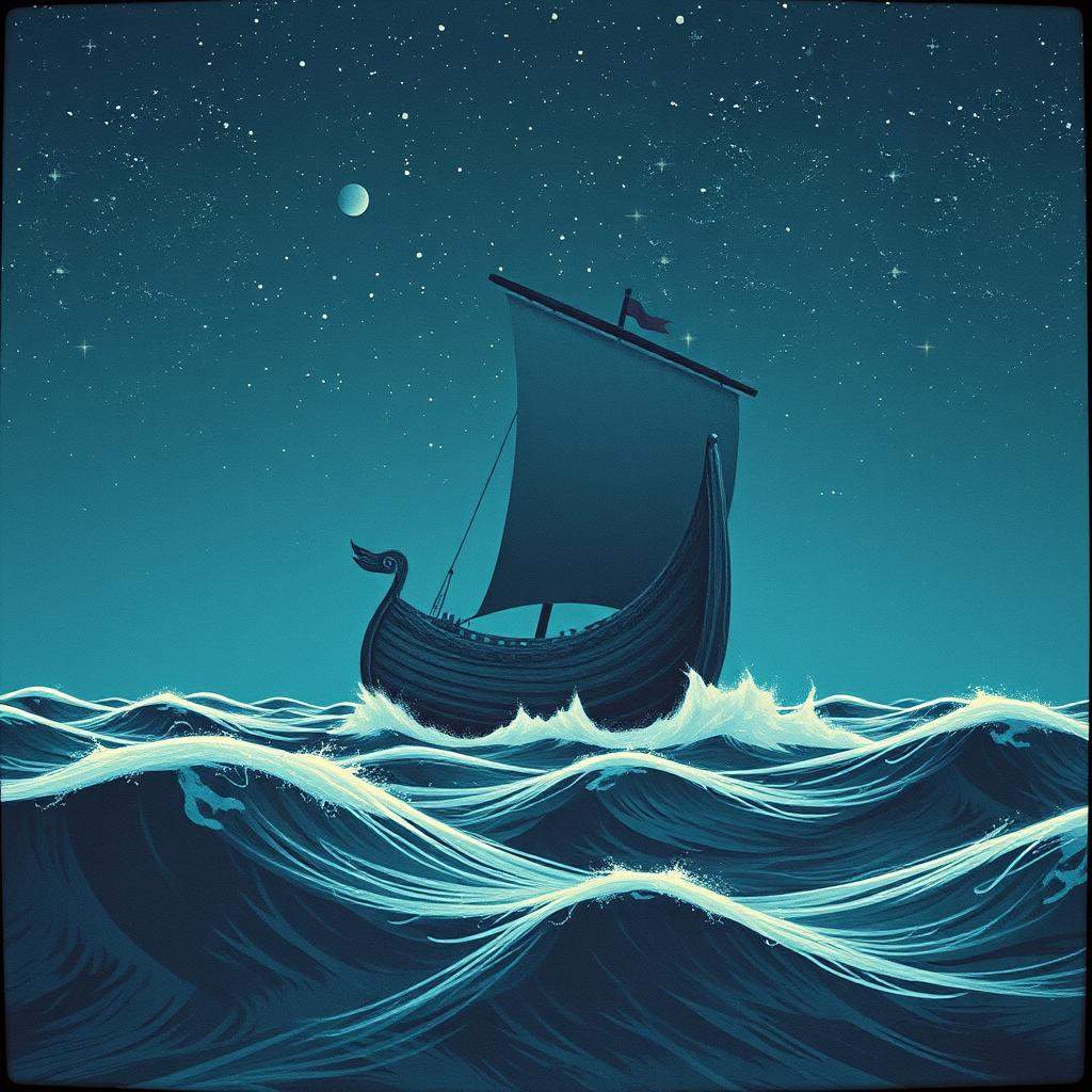 Viking Ships on the Stormy Sea