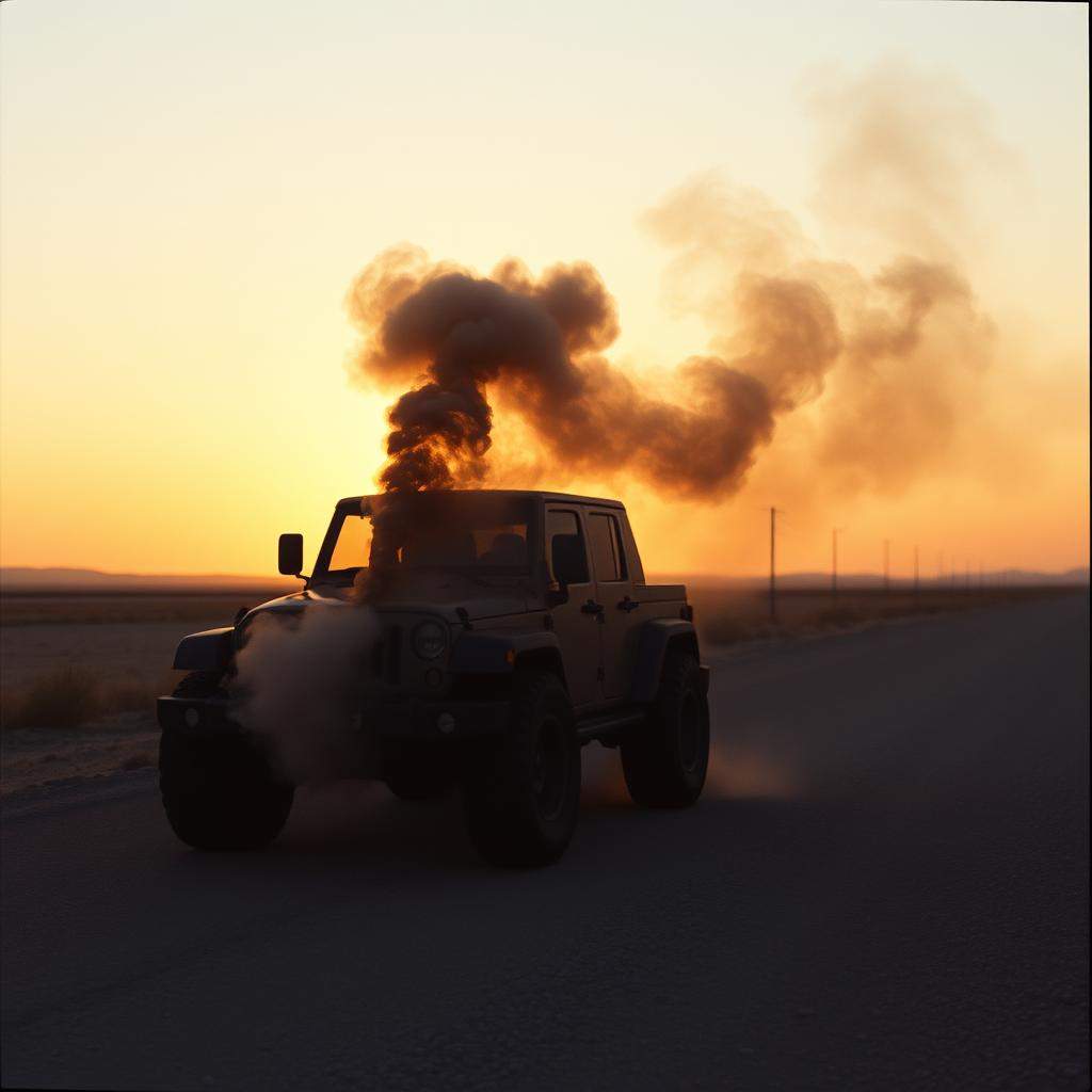 Black tires and smoke .