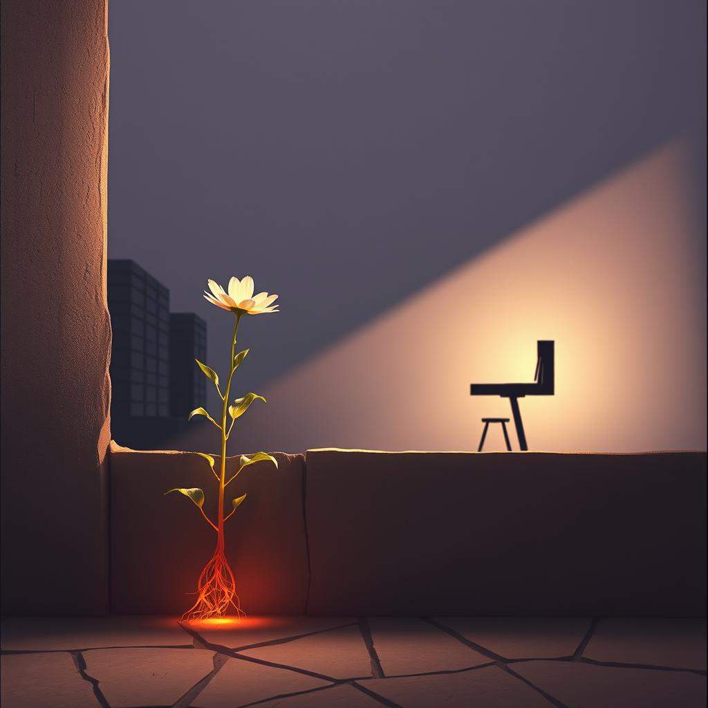 La fleur  fissure le béton