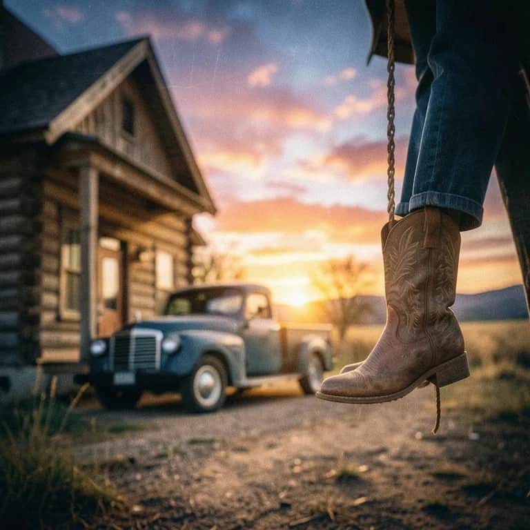 Front Porch Swing and a Sunset