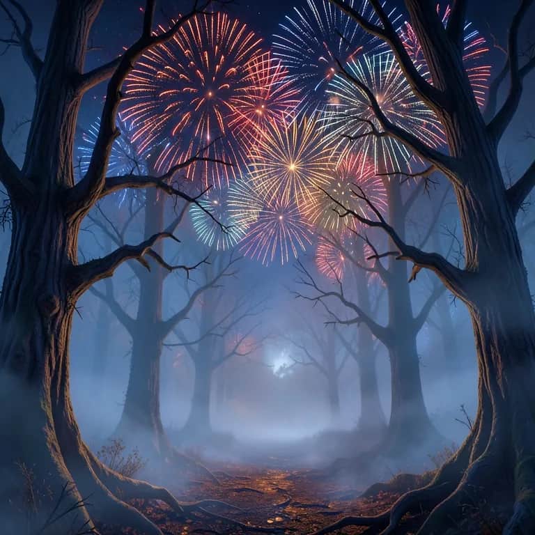 Fireworks in Blue Autumn