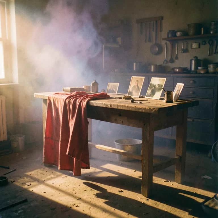Red Dress in the Garage